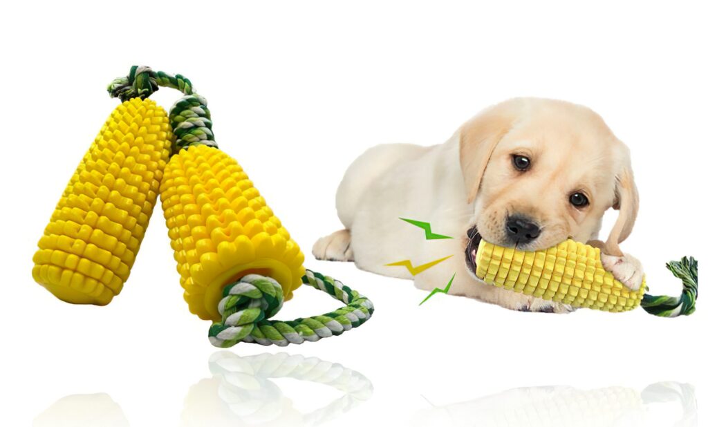 Generic Dog Chew Toys for Aggressive Chewers – 2 Pcs Set Indestructible Tough Durable Squeaky Interactive Dog Corn Stick Toys for Small Medium Large Pet Super Fun Puppy Teeth Chew